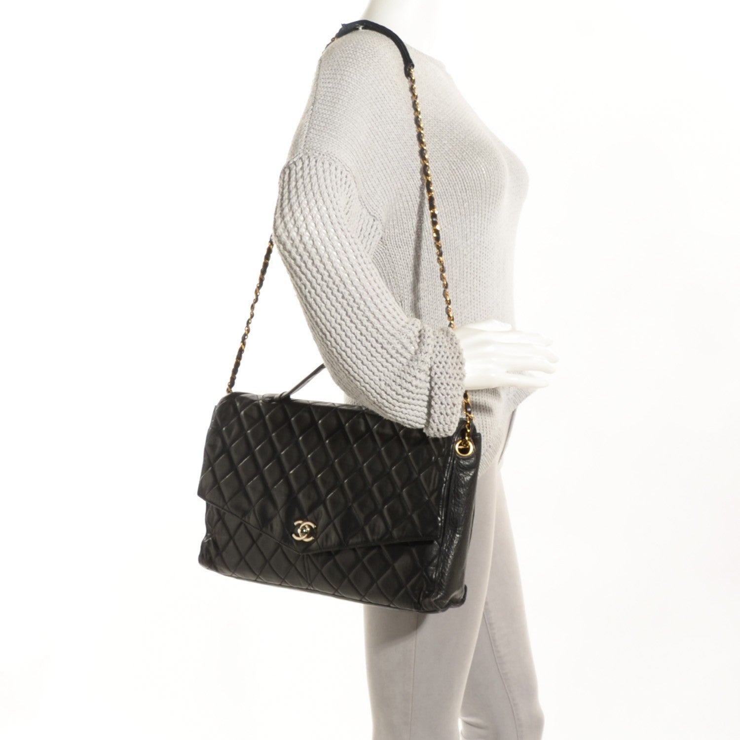 Chanel Lambskin Quilted Large Shoulder Flap Bag Black 3 of 10