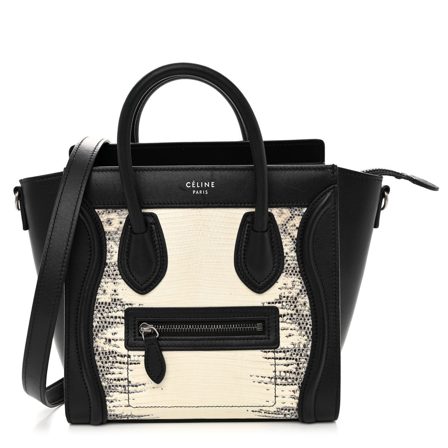 Lizard Smooth Calfskin Nano Luggage Natural Black