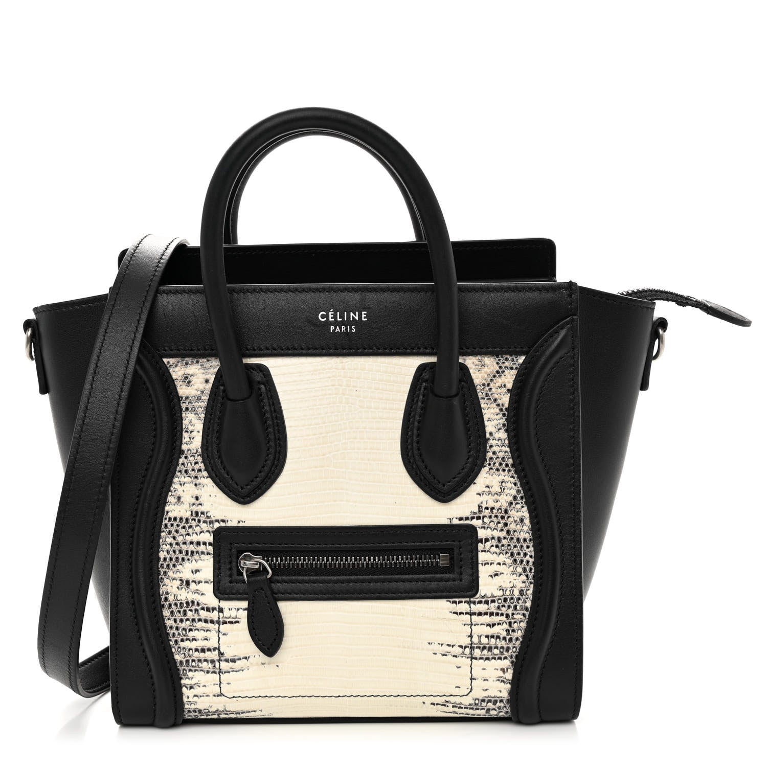Celine Lizard Smooth Calfskin Nano Luggage Natural Black 1 of 9