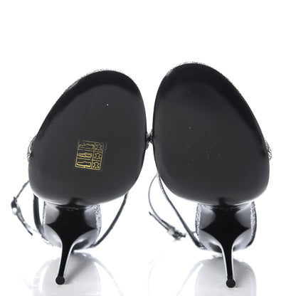 Saint Laurent Calfskin Cassandra 110 Ankle Strap Sandals 37 Argento 5 of 9