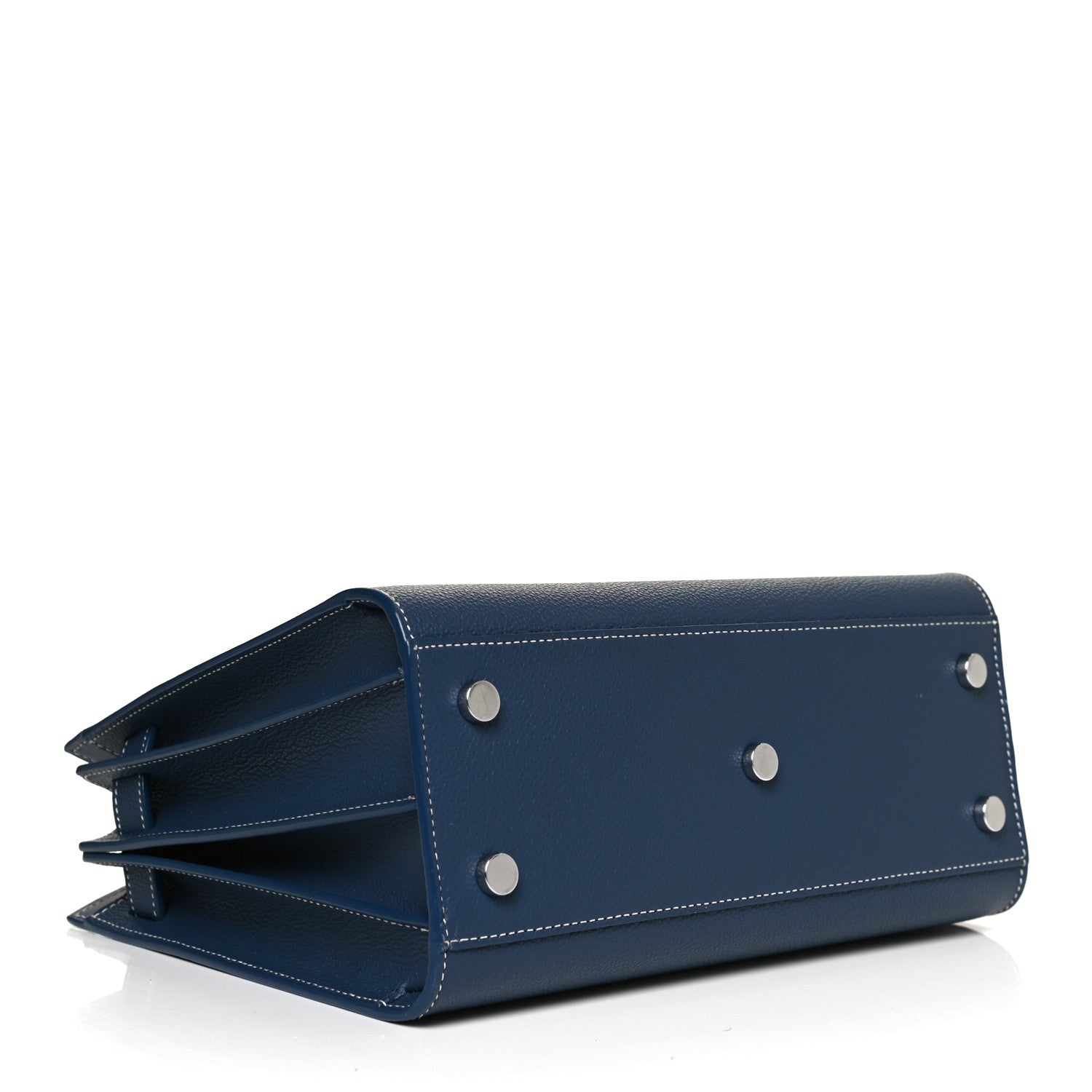 Saint Laurent Grained Calfskin Topstitch Baby Sac De Jour Denim 4 of 11