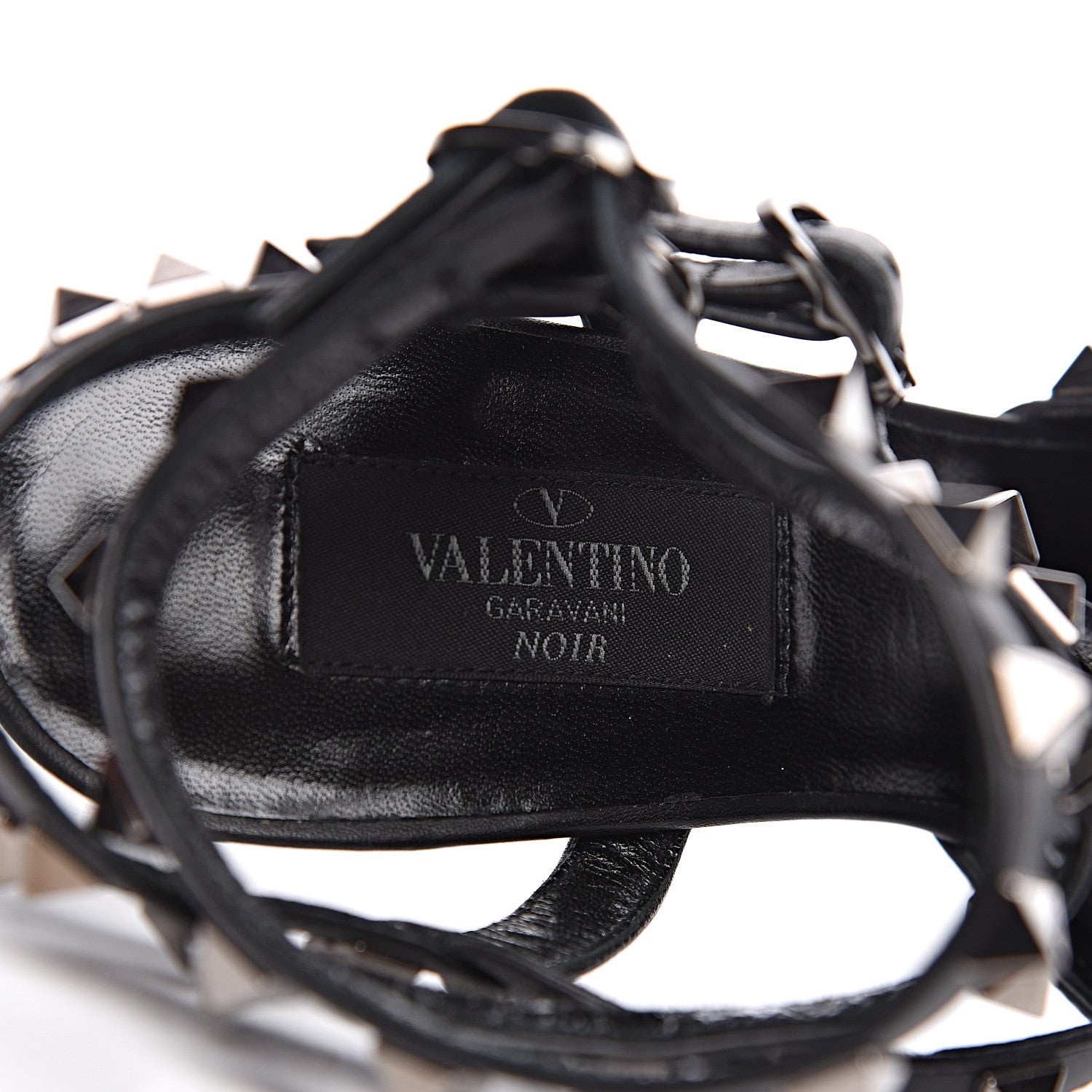 Valentino Garavani Pebbled Calfskin Rockstud Ankle Strap 65mm Pumps 37 Black 8 of 9