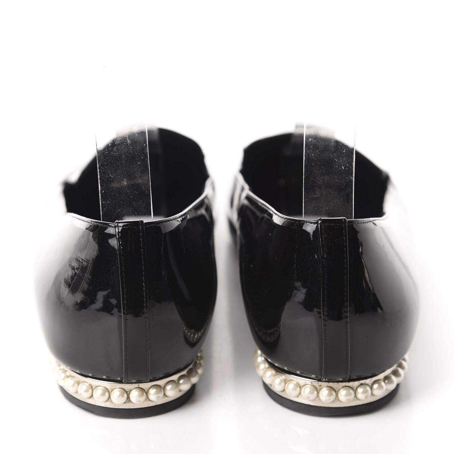 Patent Calfskin Pearl CC Loafers 40.5 Black