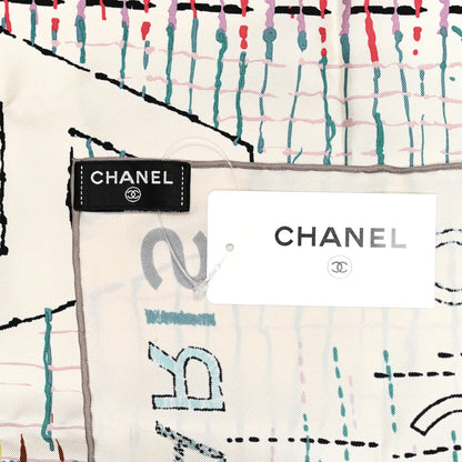 Chanel Silk CC Coco Paris Square Scarf Ecru Multicolor 3 of 5