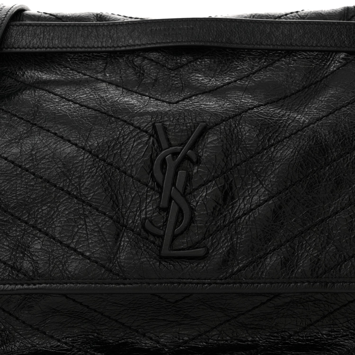 Saint Laurent Crinkled Calfskin Matelasse Monogram Large Niki Chain Satchel Black 8 of 13