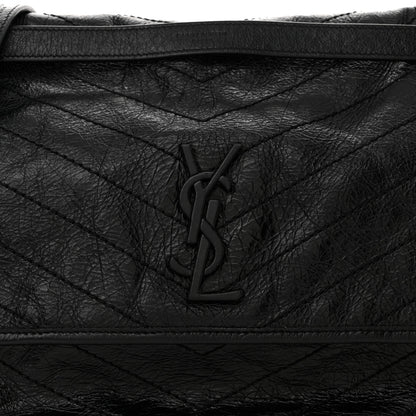 Saint Laurent Crinkled Calfskin Matelasse Monogram Large Niki Chain Satchel Black 8 of 13
