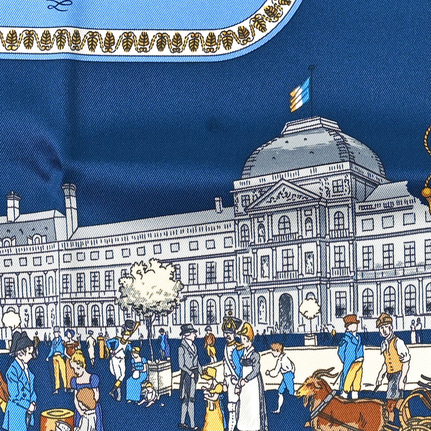 Hermes Silk Promenades de Paris Scarf 70 Black Marine Bleu 2 of 5