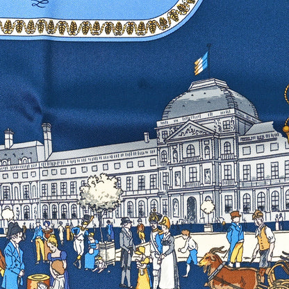 Hermes Silk Promenades de Paris Scarf 70 Black Marine Bleu 2 of 5