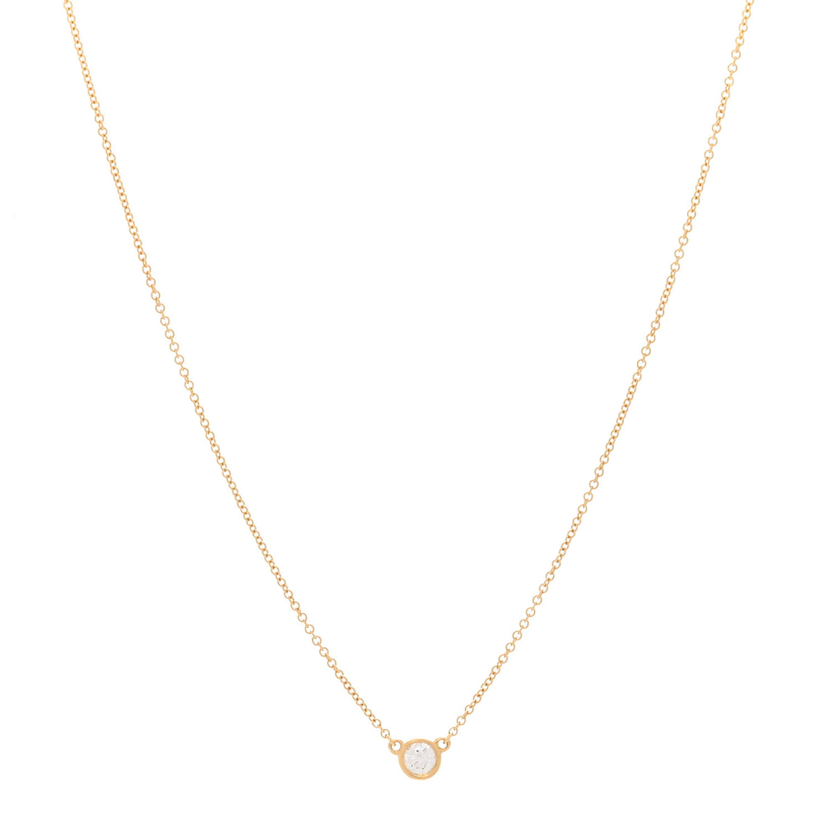 Tiffany 18K Yellow Gold Diamond .15ct Elsa Peretti Diamonds by the Yard Pendant Necklace 1 of 5