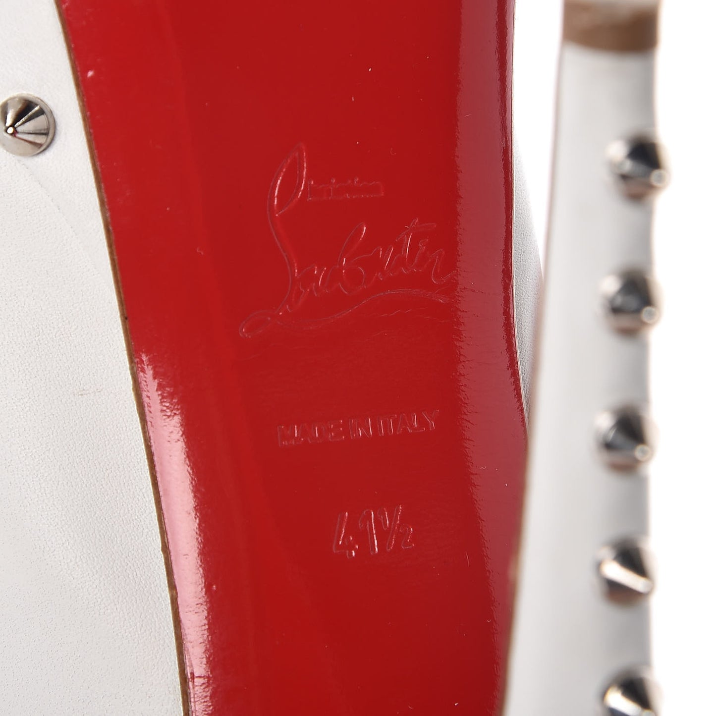 Calfskin Lady Clou Spikes VIP 150 Pumps 41.5 White