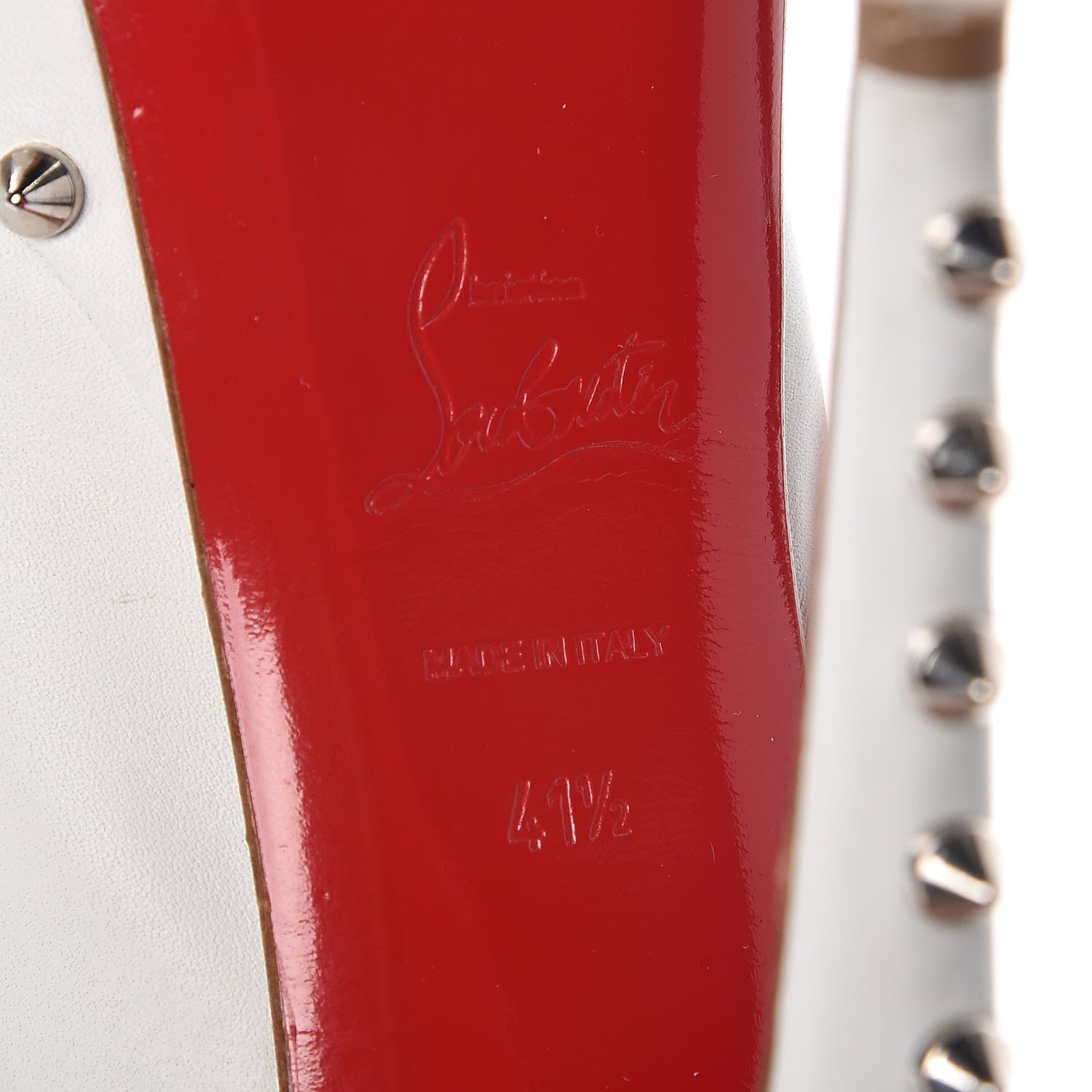 Christian Louboutin Calfskin Lady Clou Spikes VIP 150 Pumps 41.5 White 9 of 10