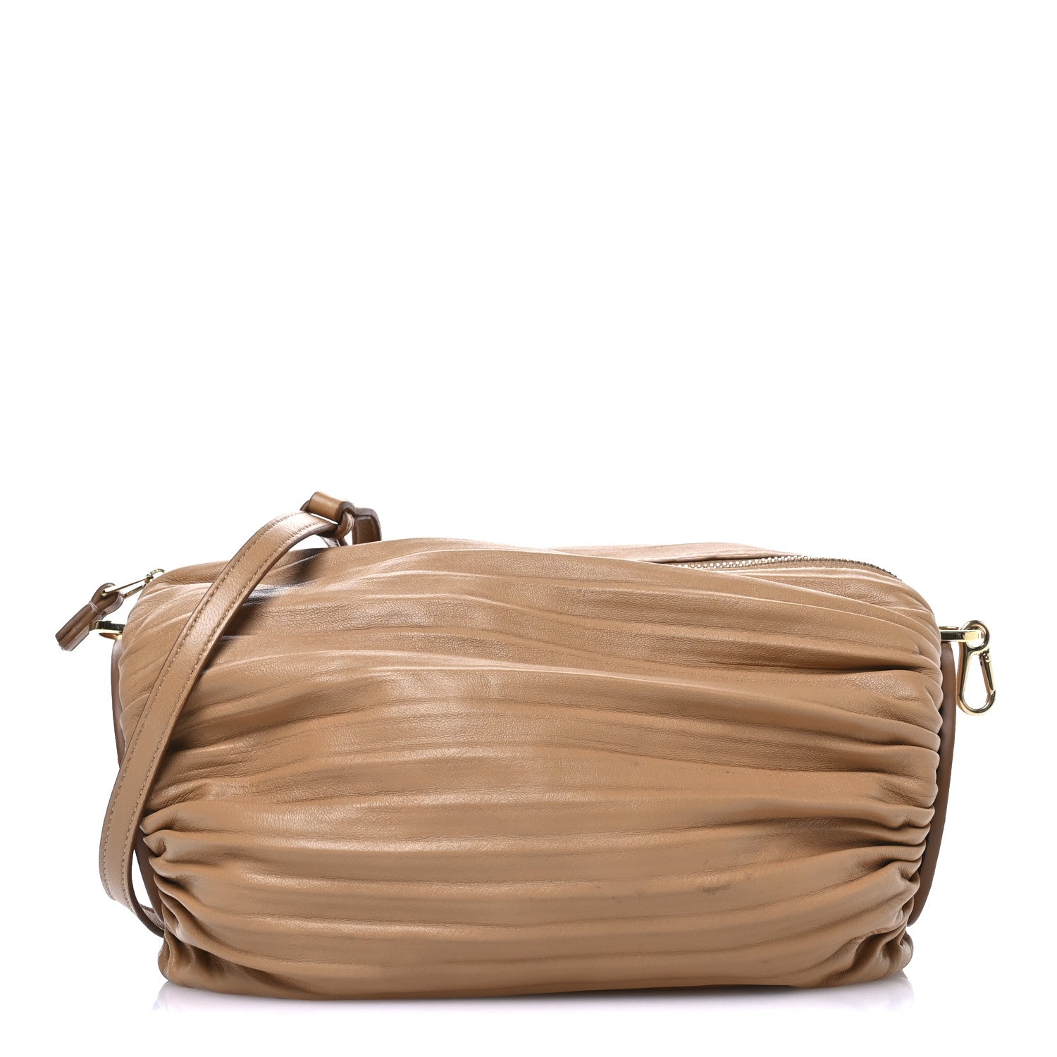 Loewe Lambskin Pleated Bracelet Pouch Shoulder Bag Warm Desert 1 of 12
