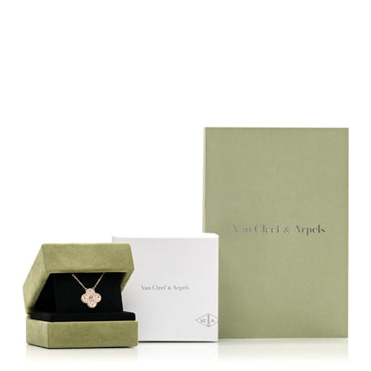 Van Cleef & Arpels 18K Rose Gold Diamond Vintage Alhambra Pendant Necklace 5 of 5