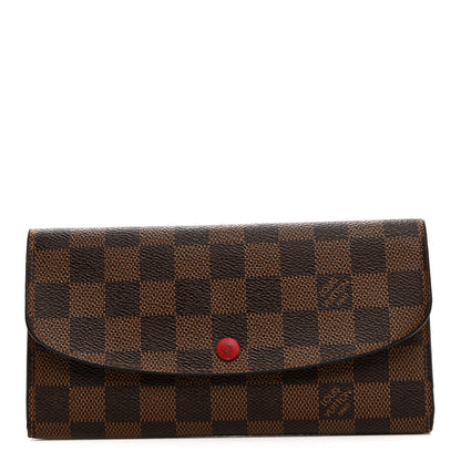 Louis Vuitton Damier Ebene Emilie Wallet Red 1 of 10