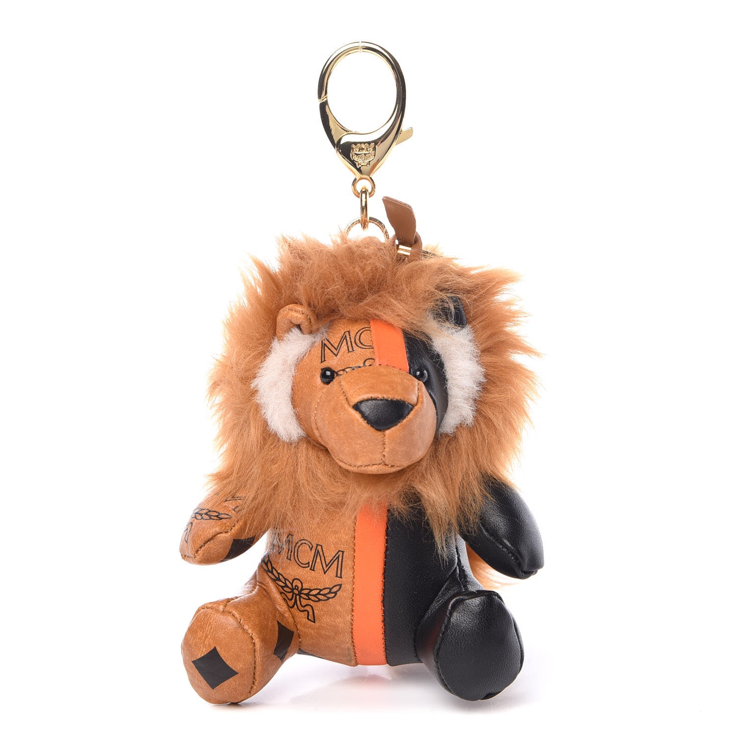 MCM Visetos Lion Key Ring Bag Charm Cognac 1 of 5