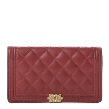 Chanel Lambskin Quilted Boy Yen Wallet Red 1 of 7