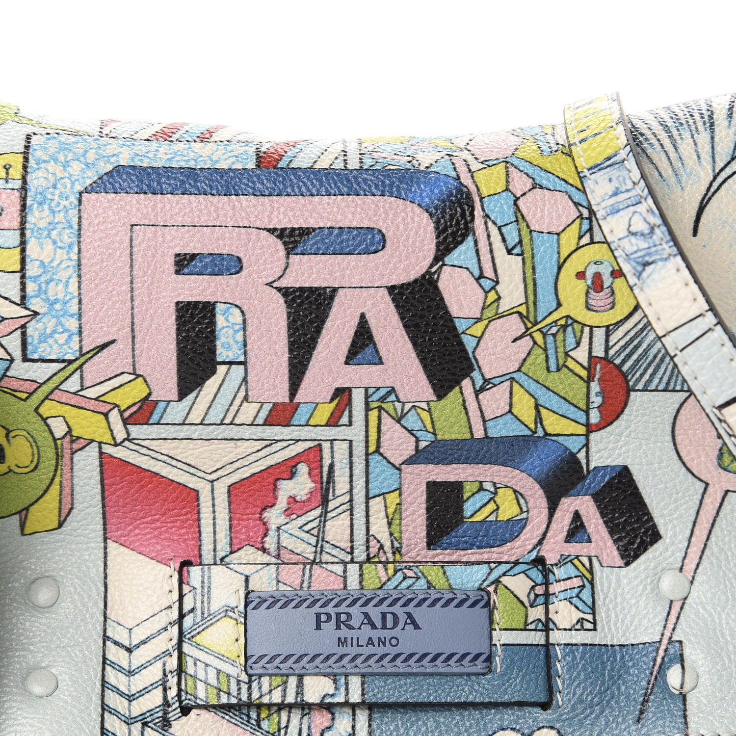 Prada X JAMES JEAN Glace Calf Comic Print Etiquette Flap Multicolor 12 of 12