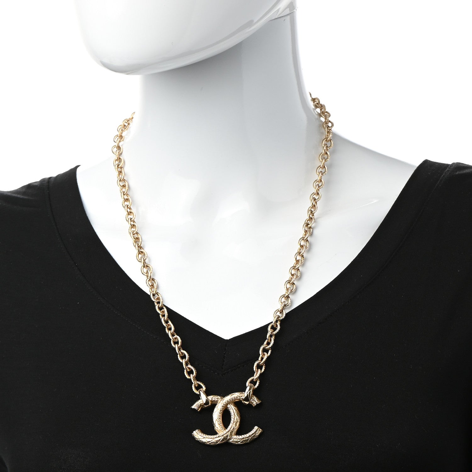 Chanel Metal Quilted CC Necklace Gold 2 of 6