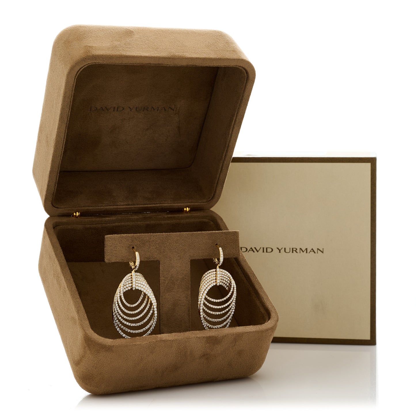 18K Yellow Gold Diamond Origami Drop Earrings