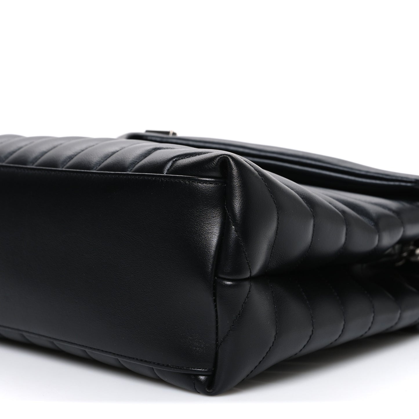 Calfskin Y Quilted Monogram Medium Loulou Chain Satchel Black