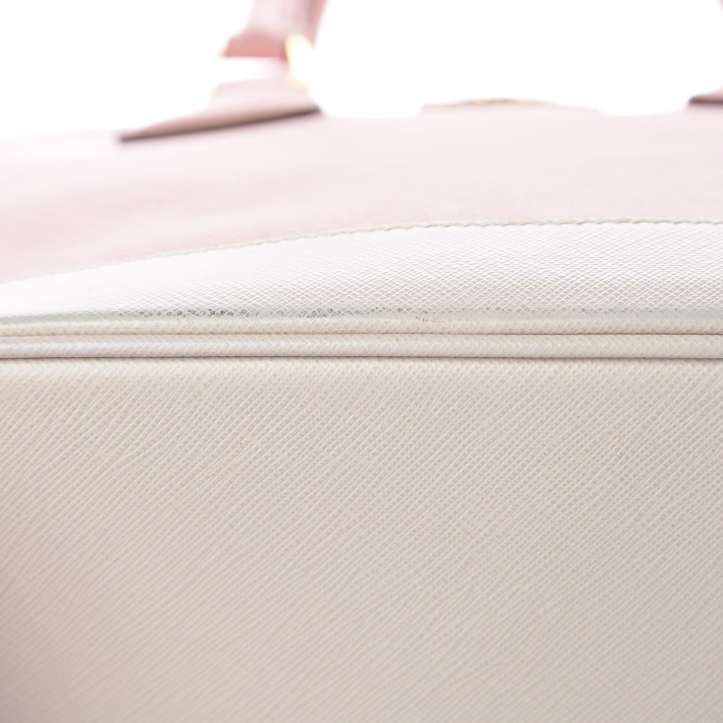 Saffiano Lux Bi-Color Promenade Dome Tote Orchidea Talco