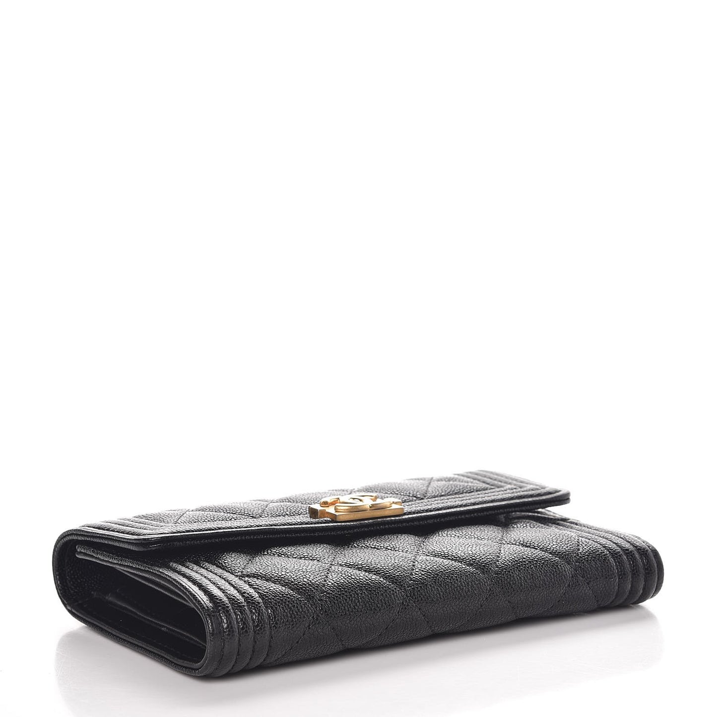 Caviar Quilted Medium Boy Flap Wallet Black