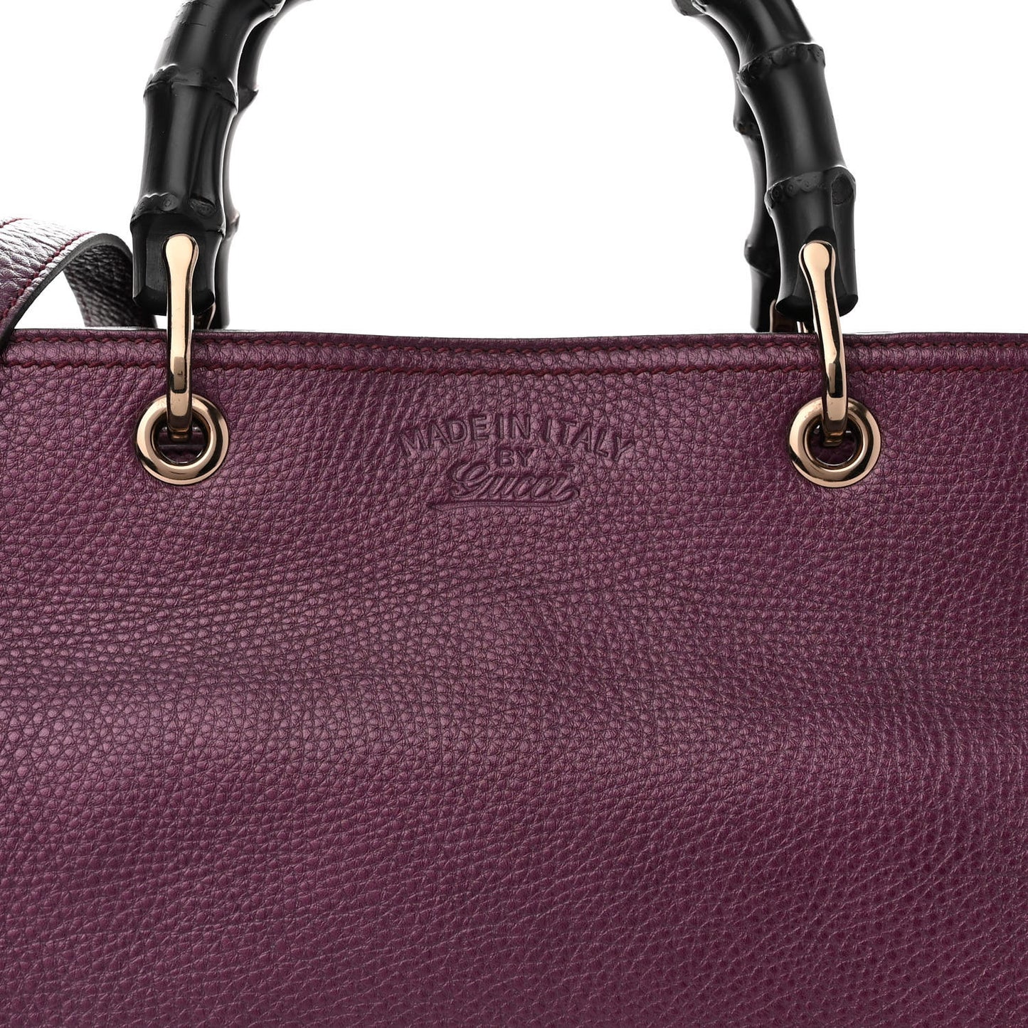 Pebbled Calfskin Medium Bamboo Shopper Tote Purple