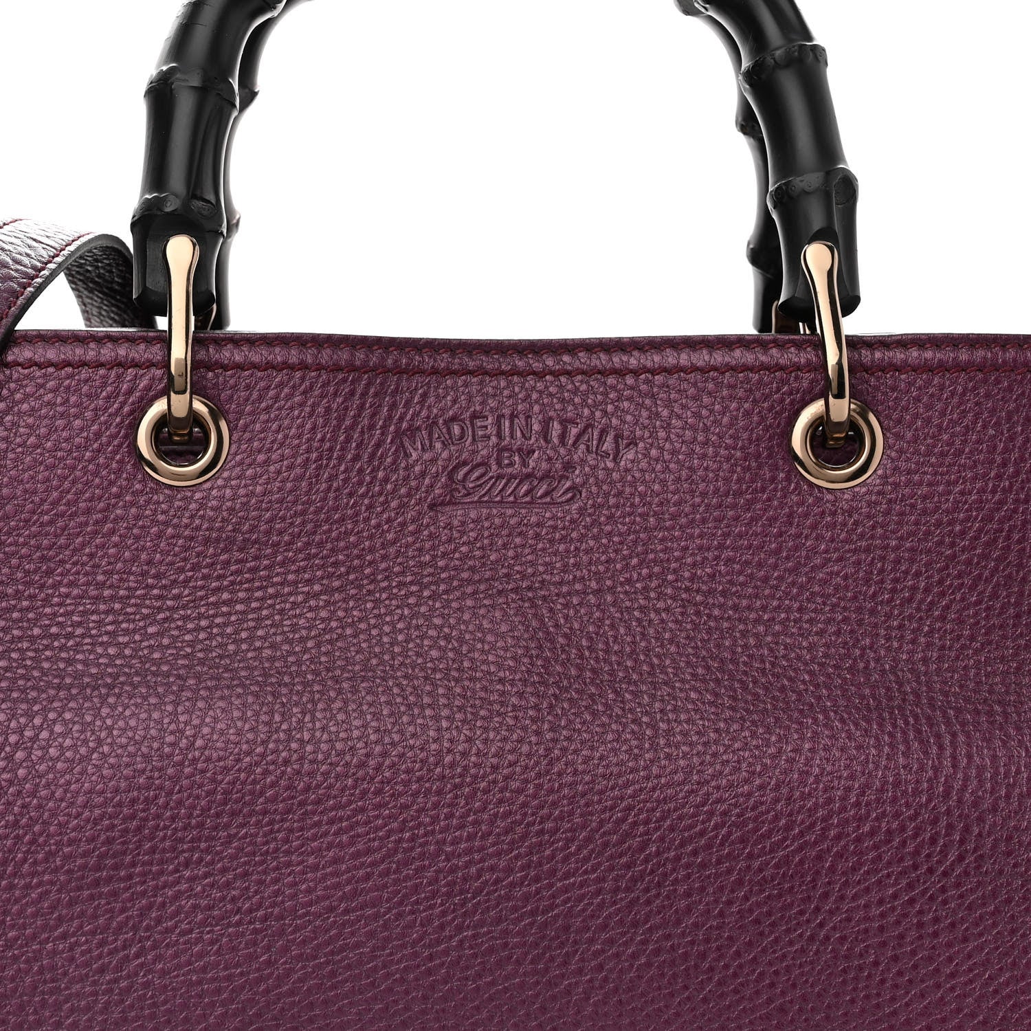 Gucci Pebbled Calfskin Medium Bamboo Shopper Tote Purple 9 of 13