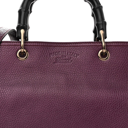 Gucci Pebbled Calfskin Medium Bamboo Shopper Tote Purple 9 of 13