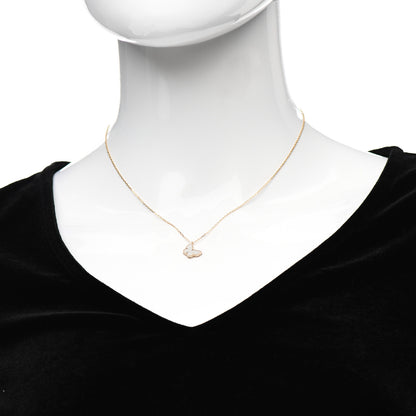 Van Cleef & Arpels 18K Yellow Gold Mother of Pearl Sweet Alhambra Butterfly Pendant Necklace 2 of 6