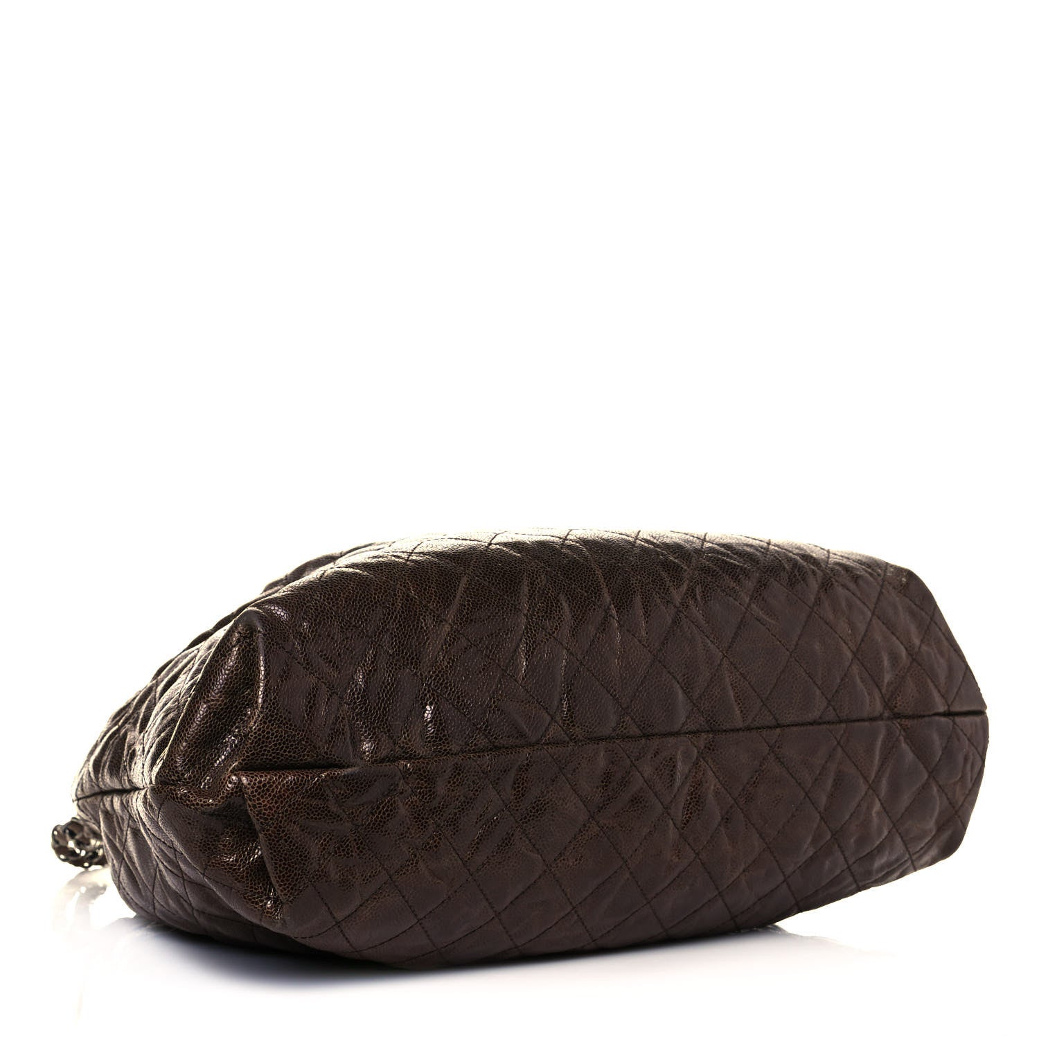 Chanel Distressed Glazed Caviar Quilted Large Elastic Tote Brown 3 of 12