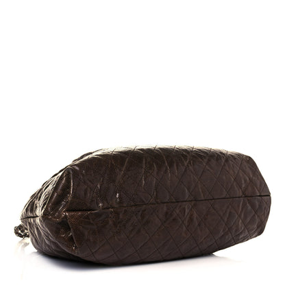 Chanel Distressed Glazed Caviar Quilted Large Elastic Tote Brown 3 of 12