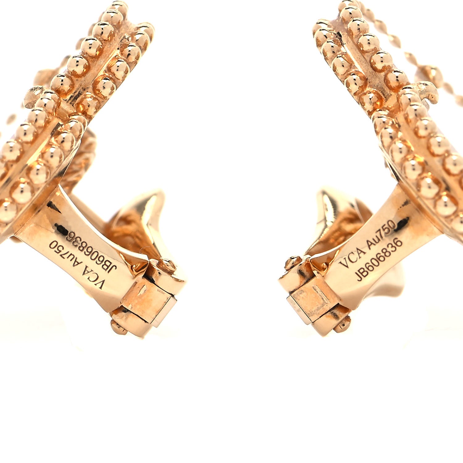 Van Cleef & Arpels 18K Yellow Gold Mother of Pearl Magic Alhambra Earrings 5 of 6