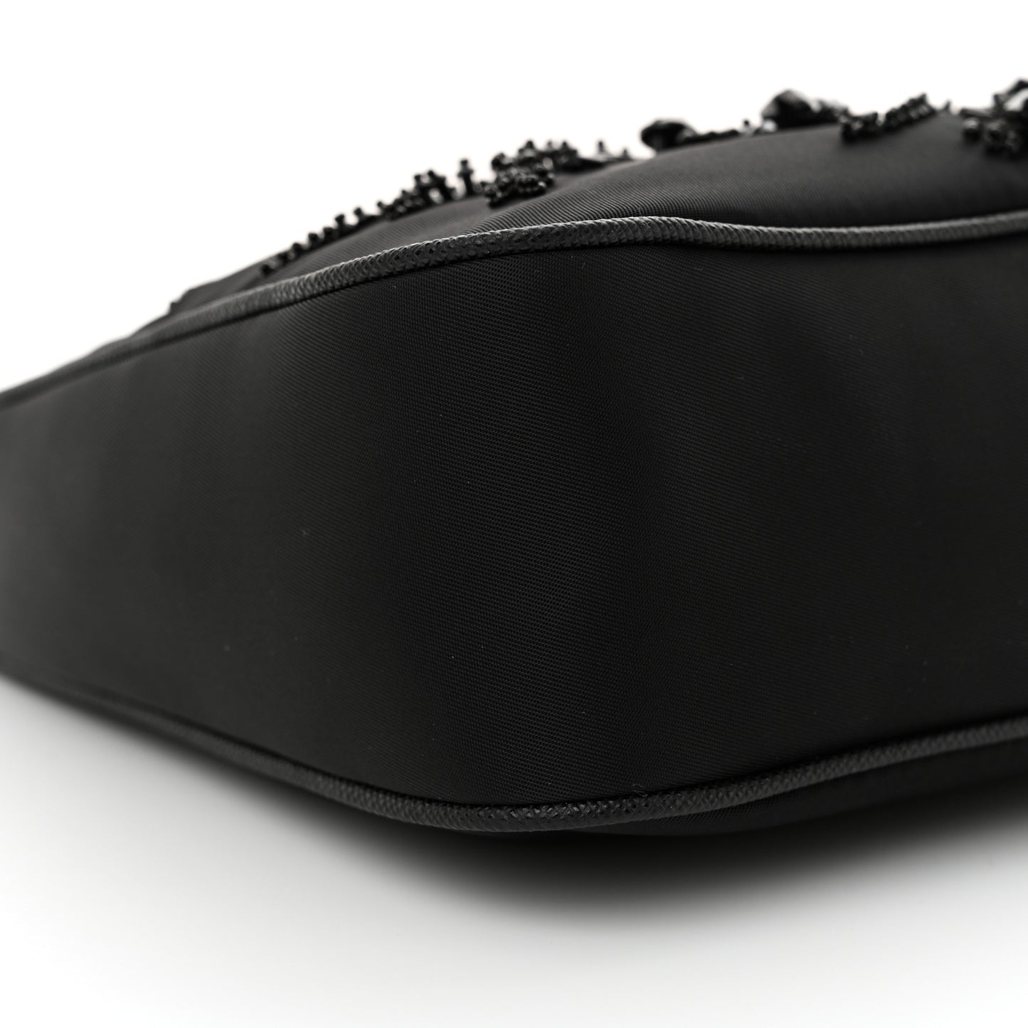 Tessuto Nylon Saffiano Beaded Mini Re-Edition 2000 Shoulder Bag Black