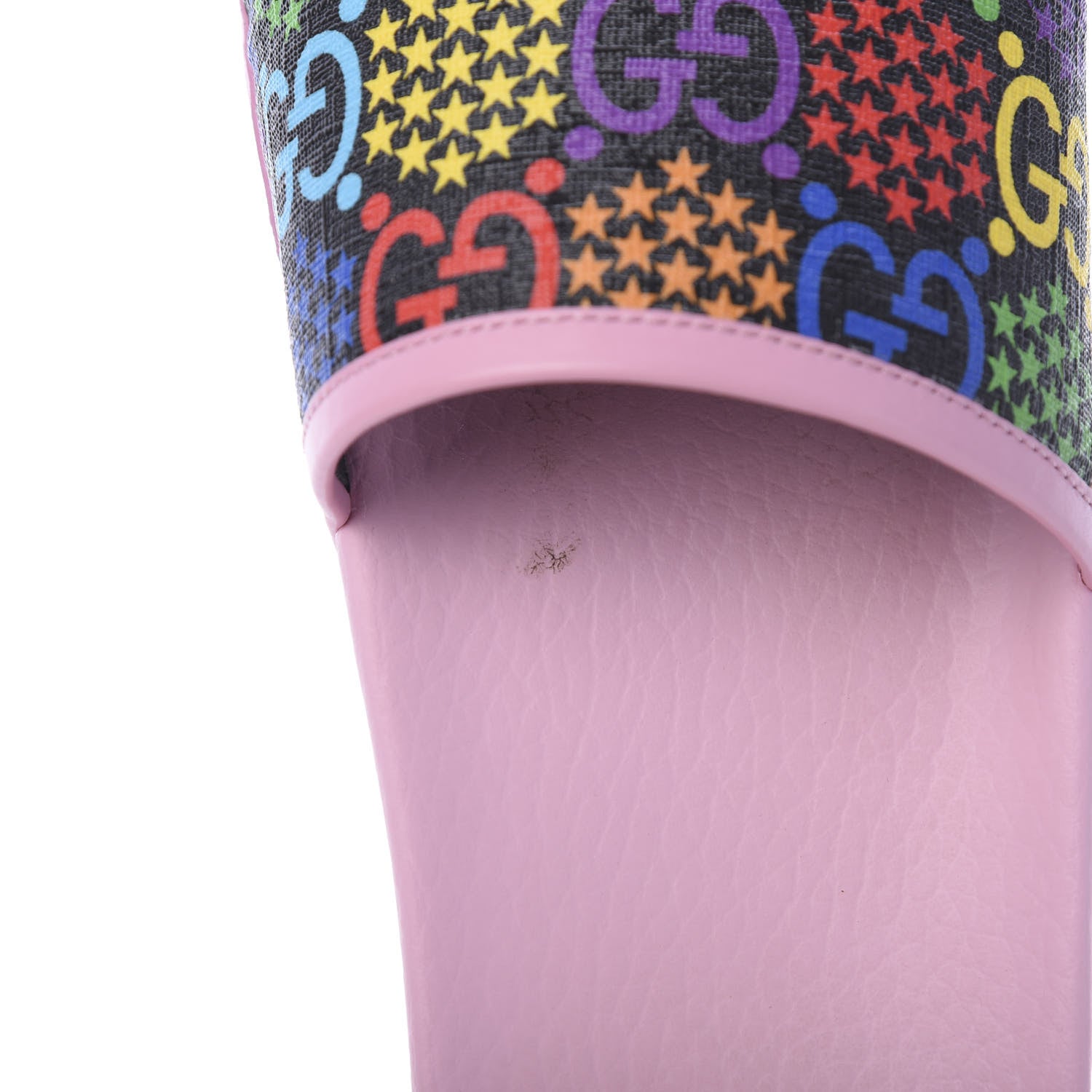 Gucci GG Supreme Monogram Psychedelic Slide Sandals 38 Black Multicolor Sugar Pink 7 of 8
