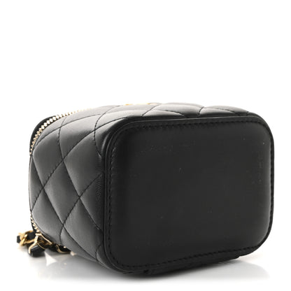 Chanel Lambskin Quilted Mini Pearl Crush Vanity Case With Chain Black 4 of 10
