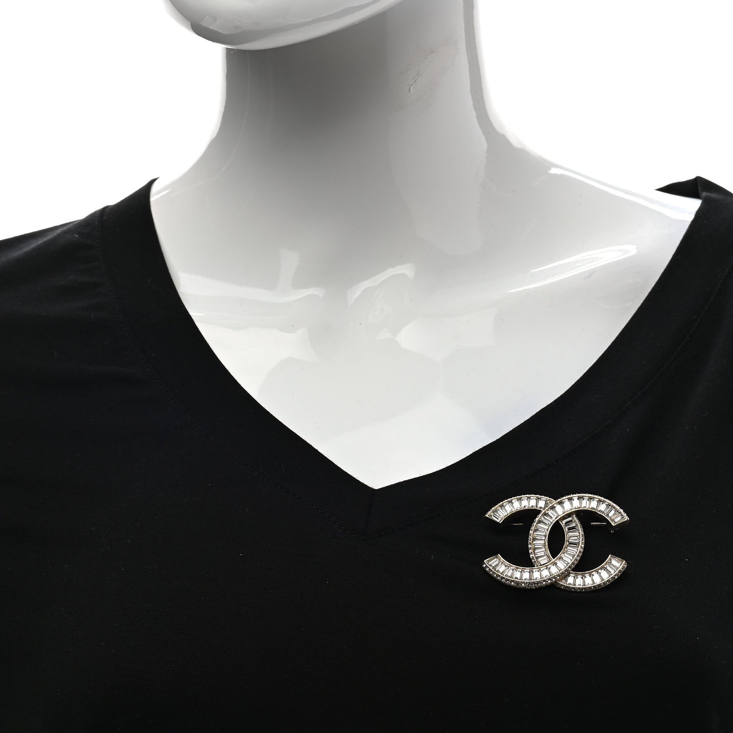 Baguette Crystal CC Brooch Gold