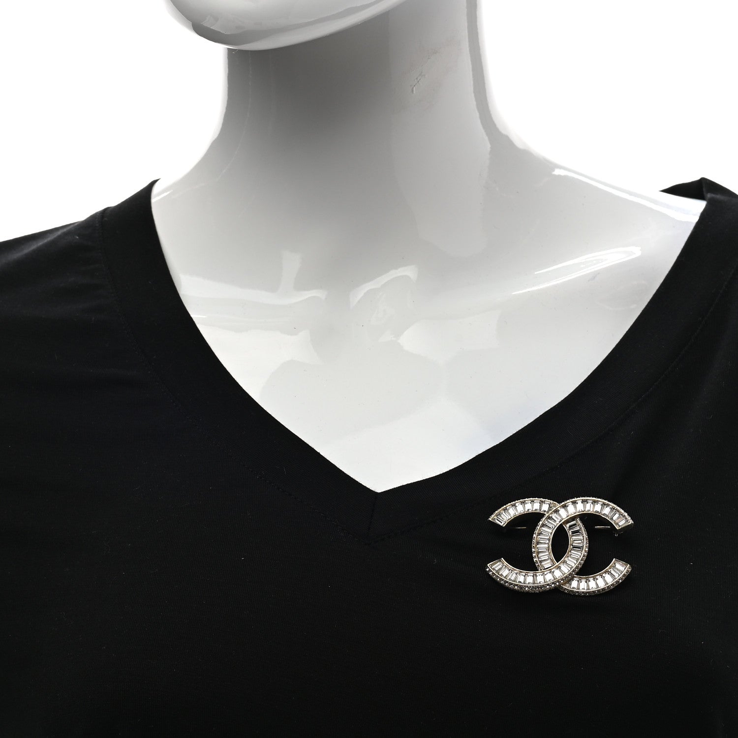 Chanel Baguette Crystal CC Brooch Gold 2 of 4