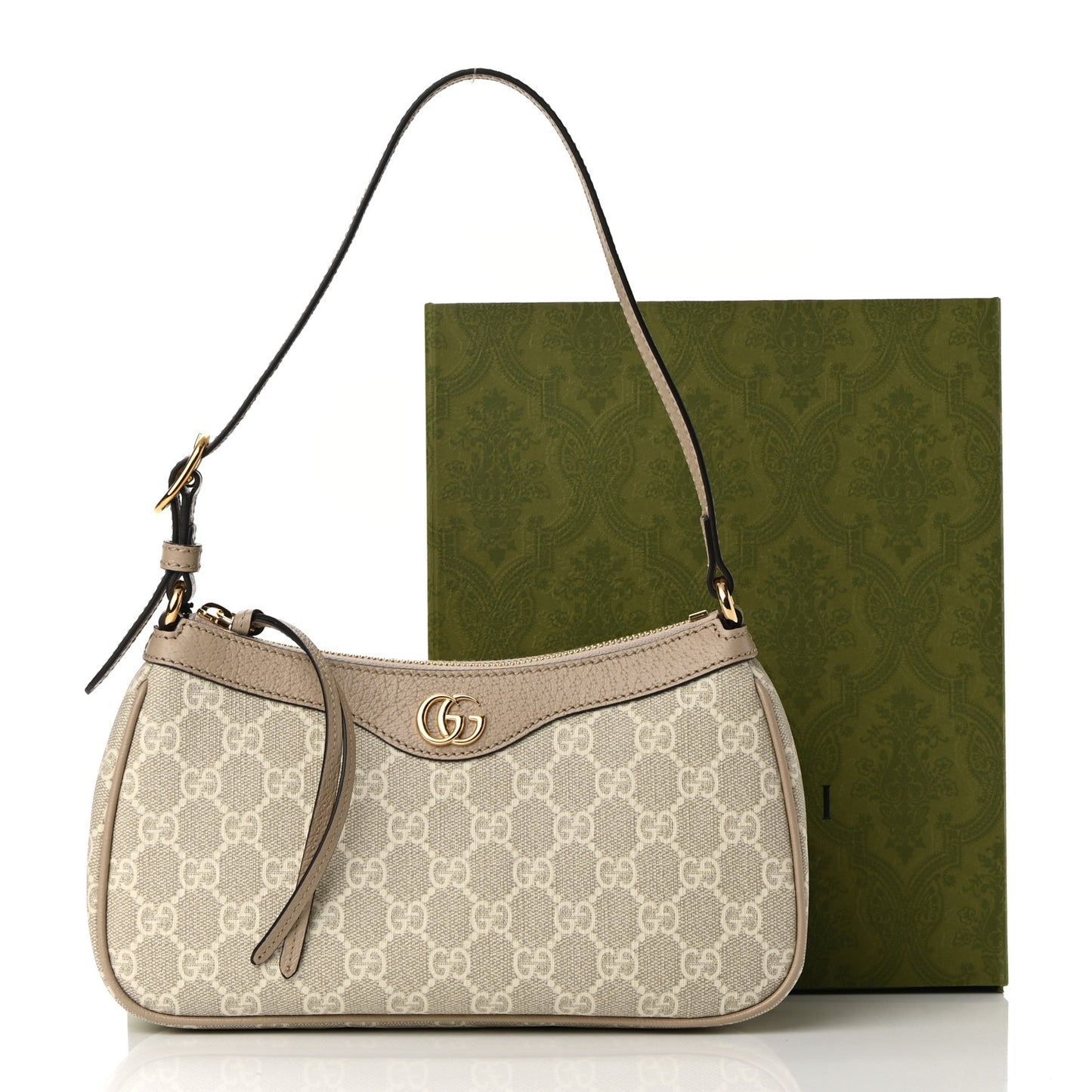 GG Supreme Monogram Textured Dollar Calfskin Small Ophidia Hobo Beige Mystic White Oatmeal