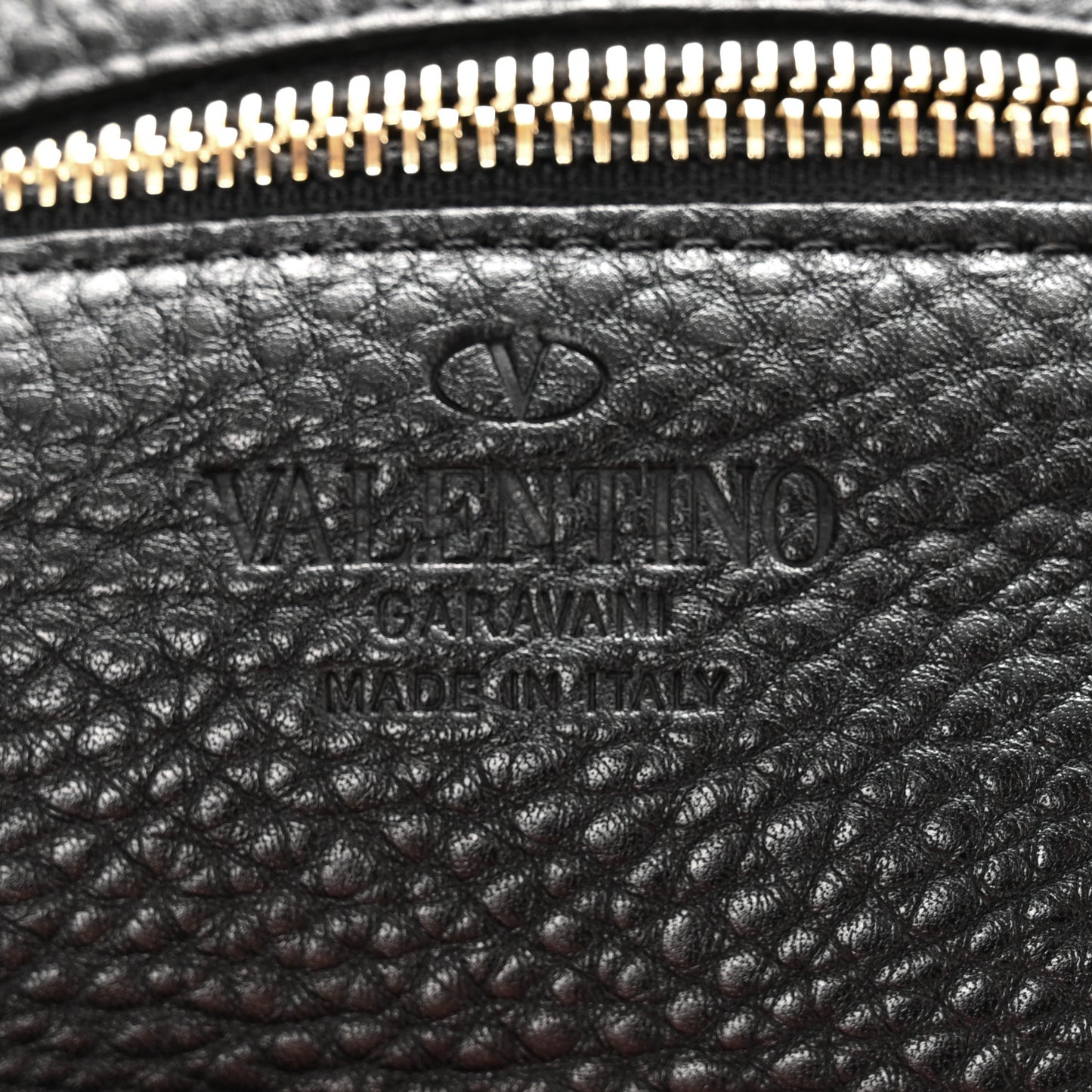 Grained Calfskin Small Rockstud Tote Black