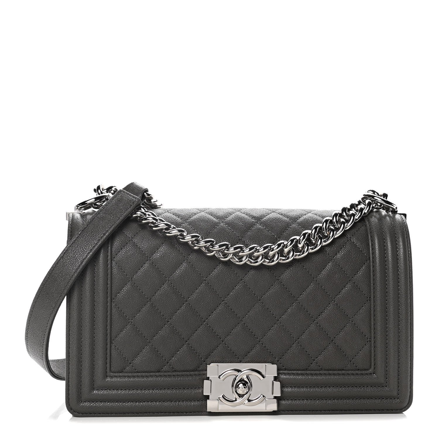 Chanel Caviar Quilted Medium Boy Flap Grey 1 of 12