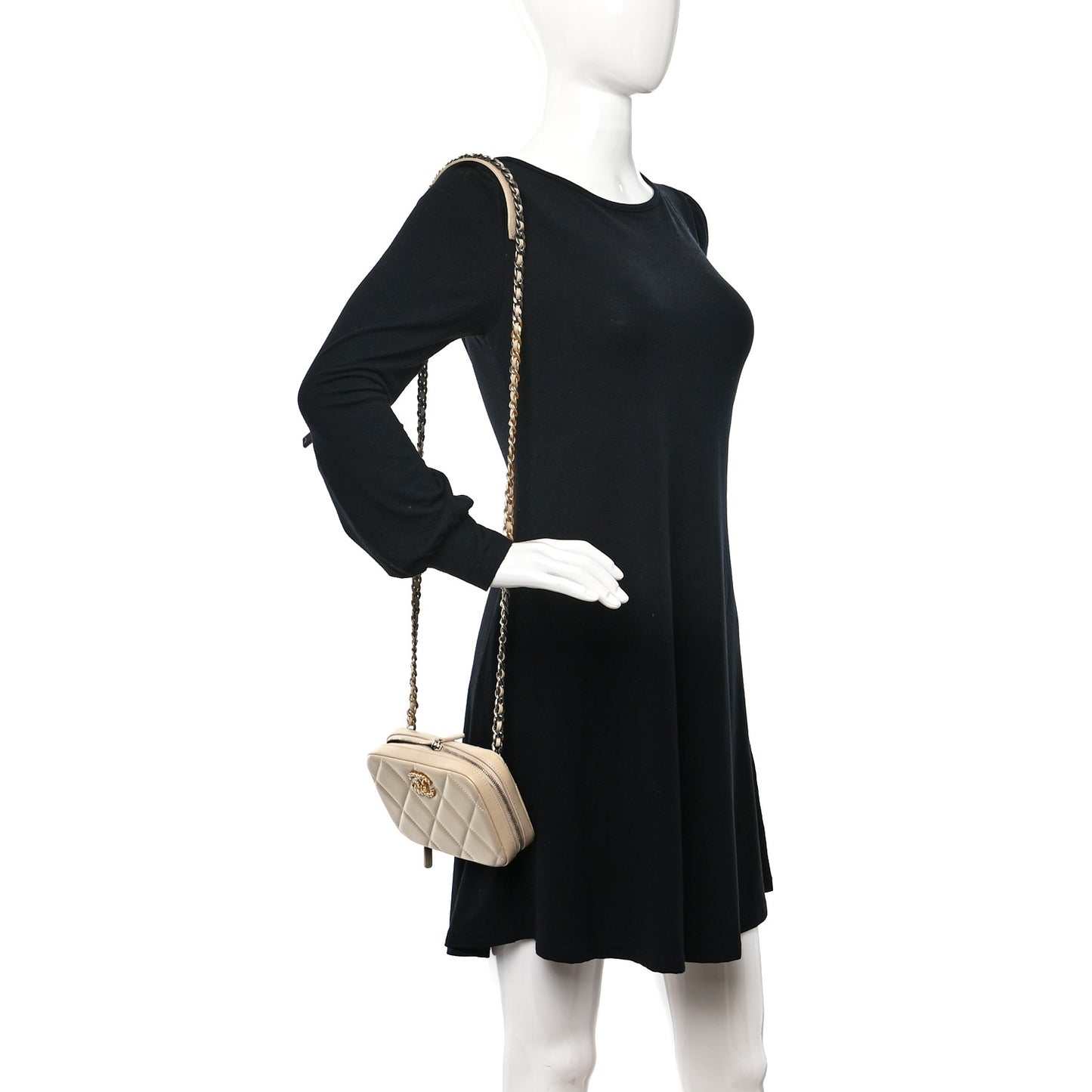 Lambskin Quilted Chanel 19 Clutch With Chain Beige