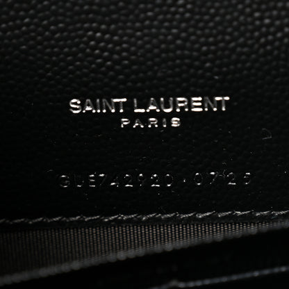 Saint Laurent Grain De Poudre Matelasse Chevron Monogram Envelope Chain Wallet Black 7 of 10