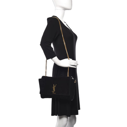 Saint Laurent Smooth Calfskin Suede Medium Reversible Monogram Kate Satchel Black 2 of 15