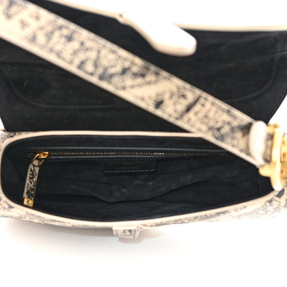 Christian Dior Calfskin Plan De Paris Printed Saddle Bag With Strap Beige Black 5 of 10