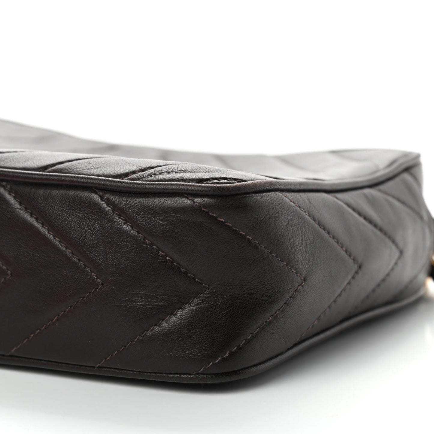 Lambskin Chevron Quilted Tassel Camera Case Brown