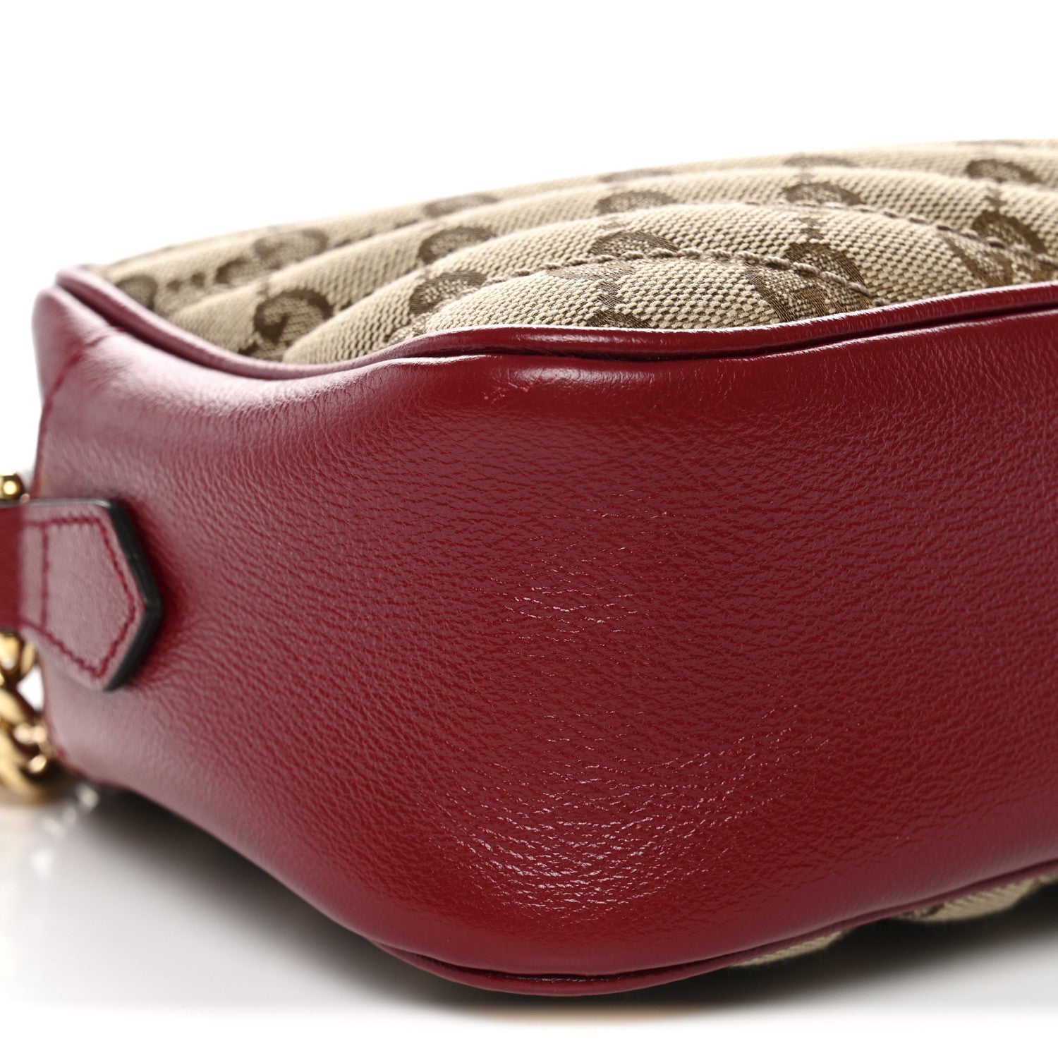 Gucci Monogram Azalea Calfskin Matelasse Diagonal Small GG Marmont Chain Shoulder Bag Beige Ebony New Cherry Red 9 of 10