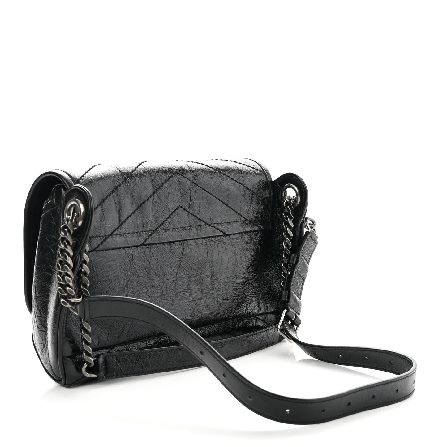 Crinkled Calfskin Matelasse Monogram Niki Body Bag Black