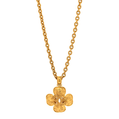 Chanel Chain Link CC Clover Necklace Gold 1 of 6
