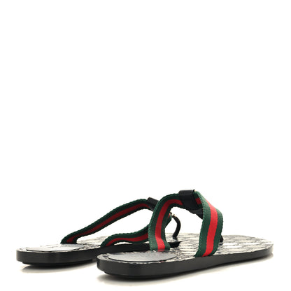 Gucci Nylon Guccissima Web Womens Thong Sandals 38 Green Red Black 4 of 8